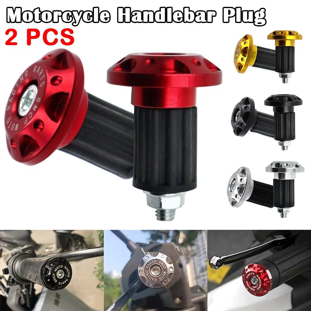 

Motorcycle Handle Bar Ends Grips CNC Aluminum Handlebar Weights Anti Slip Rubber Plug Universal for 22mm Scooter E-Bike Handgrip