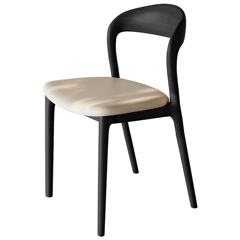 Solid Wood Dining Chair Household Nordic Simple Light Luxury Designer Medium Ancient Style Black Silla Gamer Advanced Sense