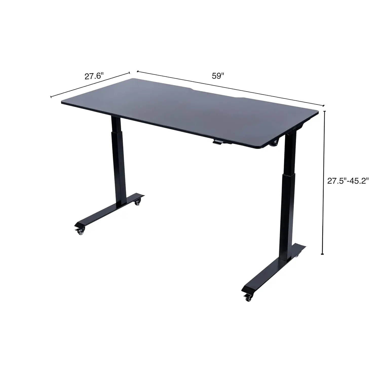 Electric Adjustable Height Standing Desk with Locking Wheels & Feet, 60