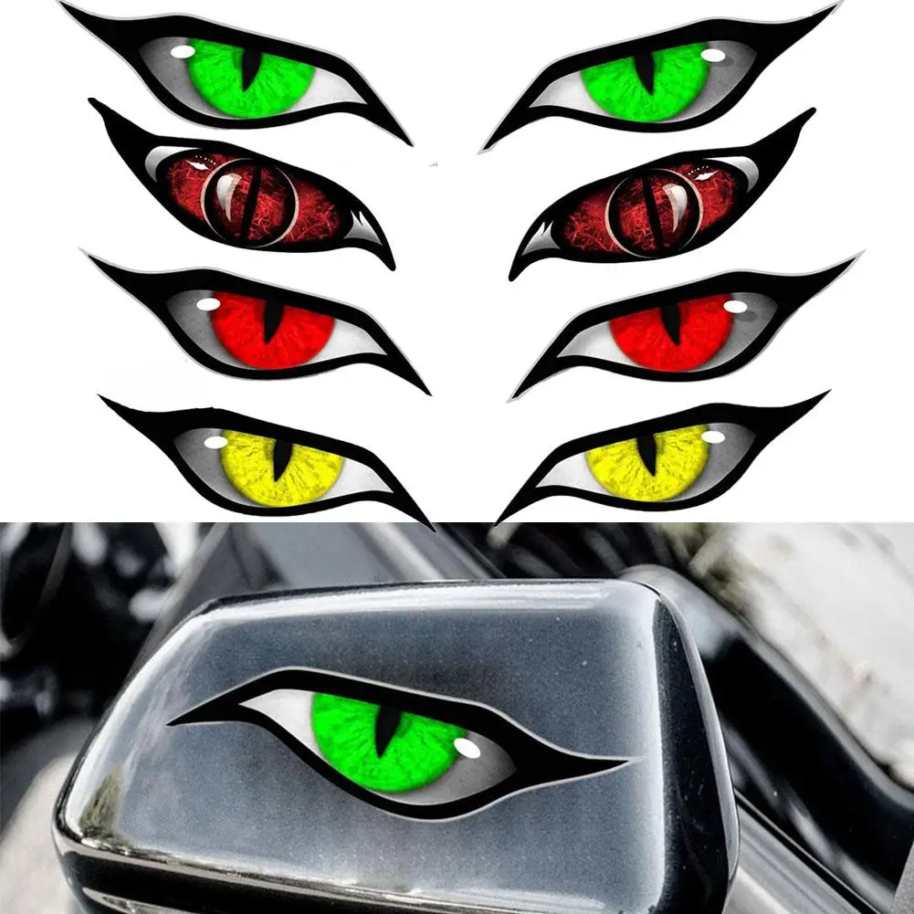 2pcs Car 3D Simulation Cat Eye Sticker Personalized Eye Stickers Auto Reversing Mirror Stickers Scratch Covering Decoration