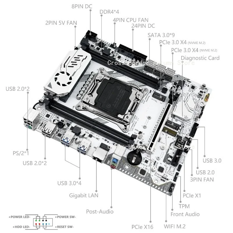 K9 X99 Motherboard Support TPM 2.0 FOR  intel Xeon E5 V3/V4 LGA 2011-3 CPU and DDR4 RAM NVME M.2 Four channel memory