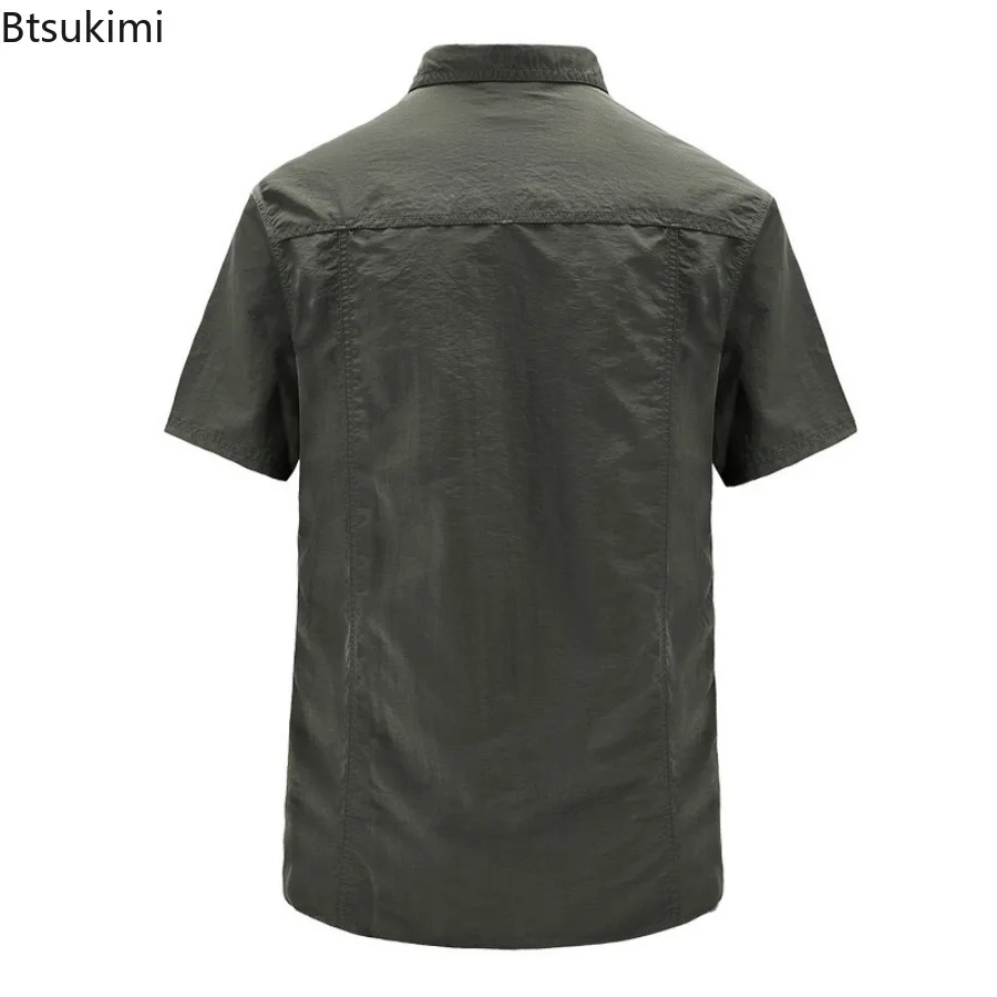 New Tactical Hiking Shirts for Men Large Size Cargo Work Shirts Summer Outdoor Military Combat Hunting Fishing Quick Dry Blouse