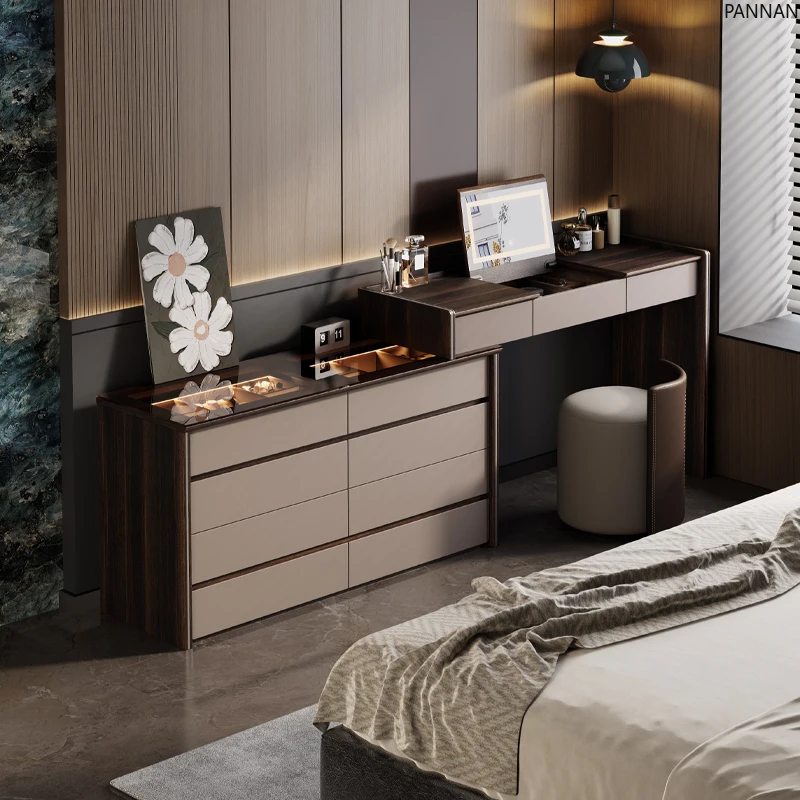 

Minimalist dresser, chest, integrated bedside corner storage cabinet, light luxury flip-top makeup table