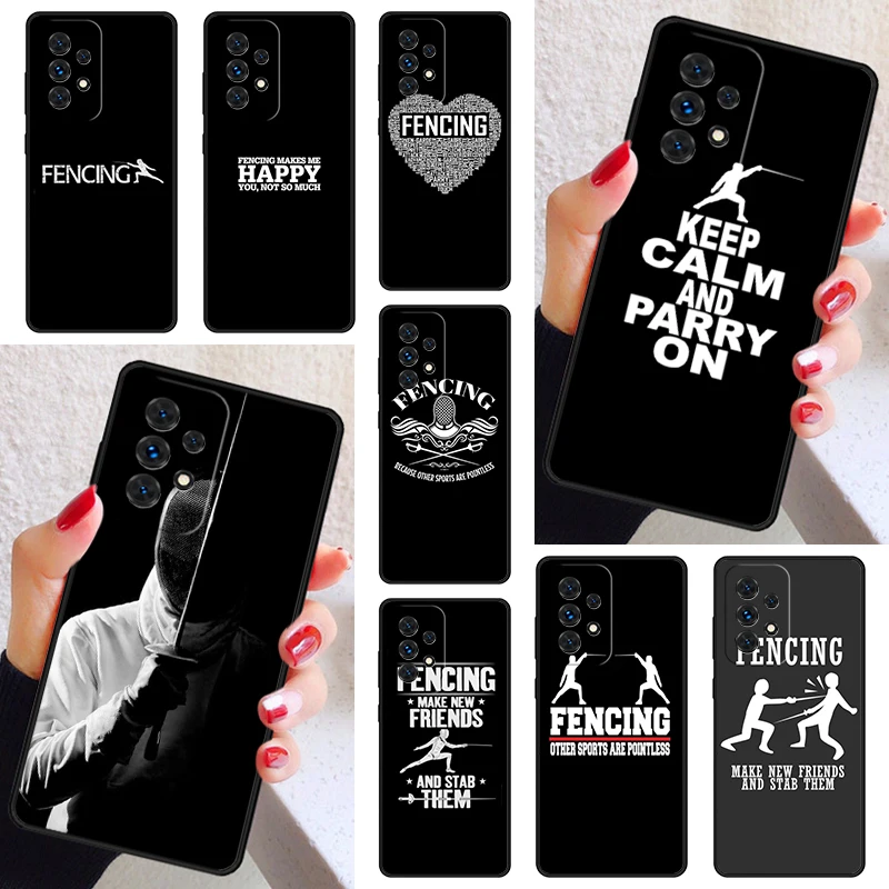 Keep Calm And Parry On Fencing sports  Funny Design Case For Samsung A52 A72 A73 A20e A21S A50 A70 A42 A31 A40 A51 A71 A32 A80