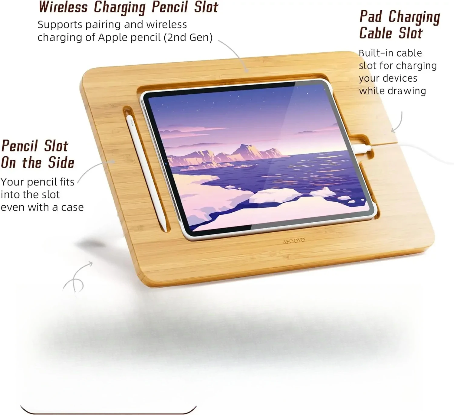 Wooden IPad Drawing Stand Tablet Stand - Adjustable 5 Angles for Laptop Book Reading Stand Compatible with IPad Case Version