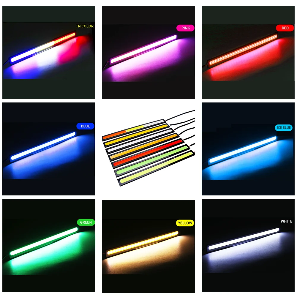 2x Universal 17CM COB Led Car Lamp Bar Auto Daytime Running Light Motorcycle DRL LED Strip External Waterproof Headlight Bar 12V