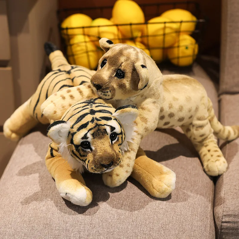 35-58cm Simulation Lion Tiger Leopard Plush Toys Cute Stuffed Soft Real Like Animal Toys  Decor Gift