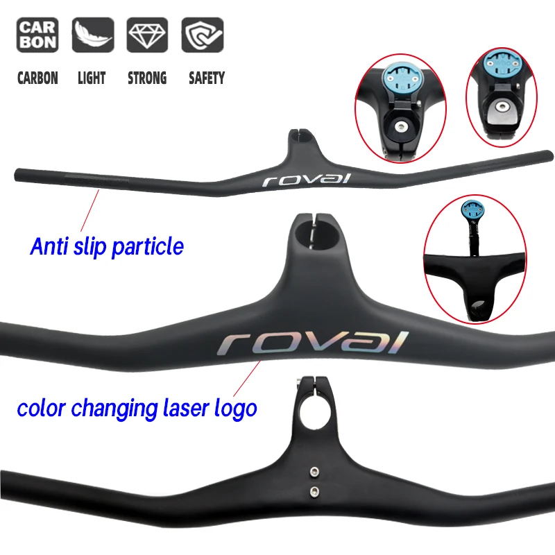 carbon Handlebar Chrome Integrated Carbon Handlebar MTB Bike Accessories -17 degree 660--800mm 70/80/90/100/110mm