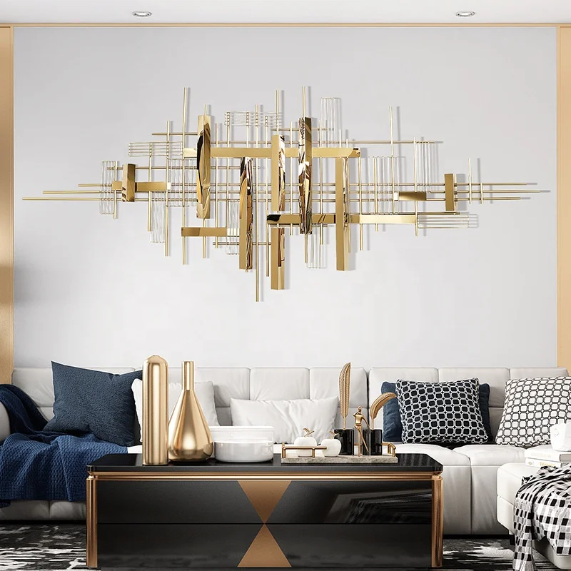 New Trend Light Luxury Wall Decorative Pendant Iron Metal Decorative Items Glod Metal 3D Abstract Wall Art Home Hanging