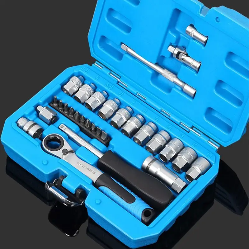 nucleo do carro ratchet socket wrench kit torque wrench combo auto repairing tool grupo drop shipping 29 pcs 01