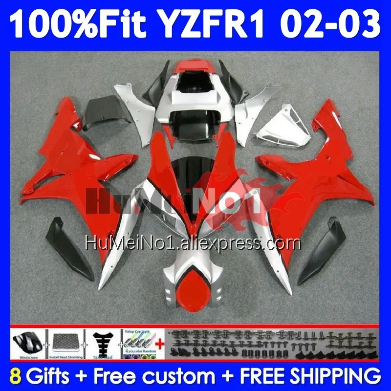 Body For YAMAHA YZF 1000 CC R1 R 1 YZF-R1 YZFR1 02 03 365No.50 YZF1000 1000CC YZF-1000 Red silver 2002 2003 Injection Fairing