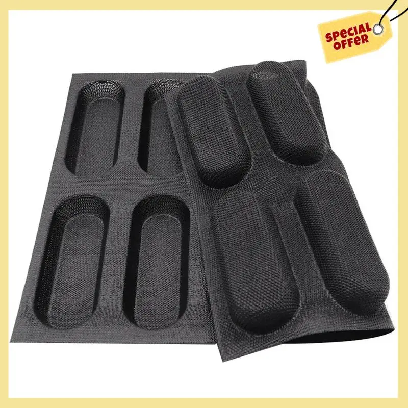 

-BABQ 2X 12 Holes Silicone Baguette Pan-Non-Stick Perforated French Bread Pan Forms,Hot Dog Molds
