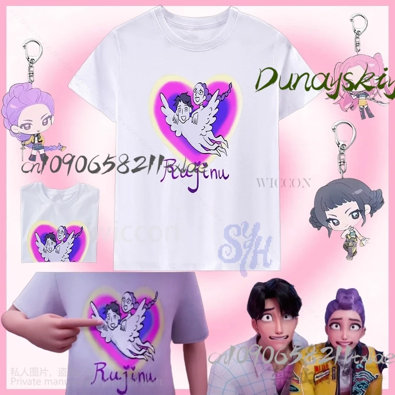 

RUJINU Couple Fans T-shirt Jinu Rumi Heart Love Uniform Anime Movie Kpop Demon Cosplay Kawaii Cute Lovely Halloween Gifts Cos