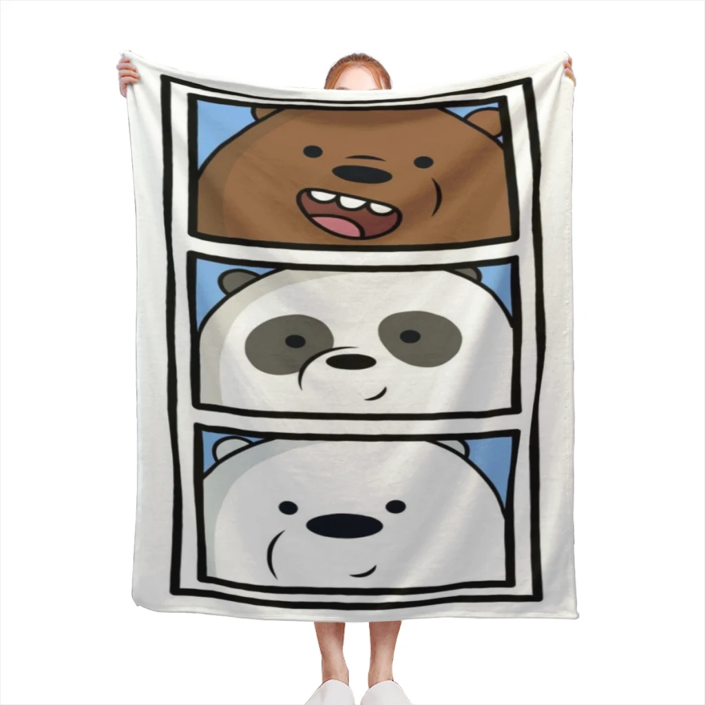 

Fluffy Baby Blanket We Bare Bears Sofa Camp Nap Bedspread Cozy Flannel Blanket Bedroom Decor