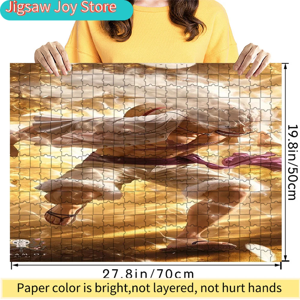 

Premium Paper Jigsaw Puzzle One Piece Monkey D. Luffy Gear 5 Nika Form Golden Energy Scene Anime Art High Quality Cardboard Puzz