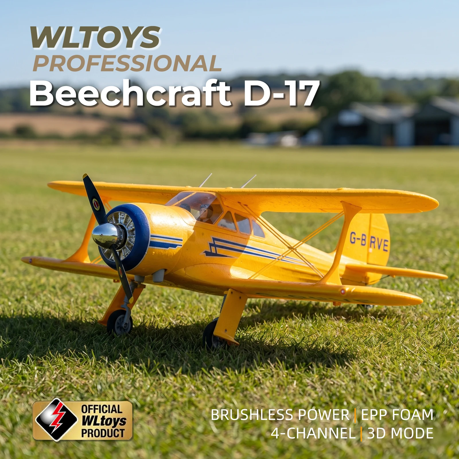 

WLtoys XK A300 RC Plane, 4CH Brushless RC Airplane for Adults, Beechcraft D-17S Biplane Model, 3D/6G Mode Stunt Aircraft with Lights, Premium EPP Foam Remote Control Glider Plane Outdoors Toy Gifts (Yellow)