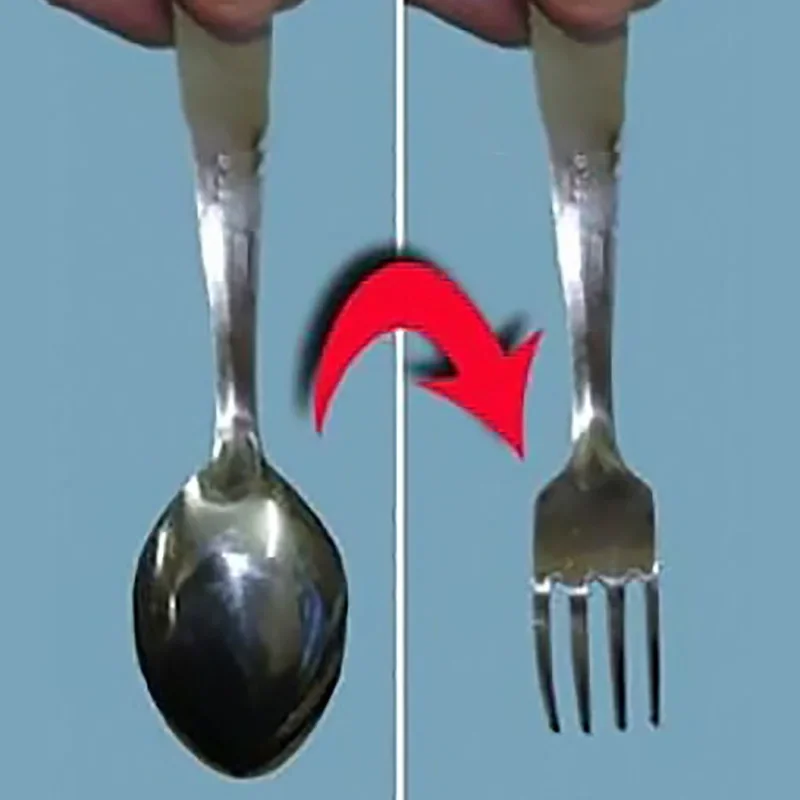 

Spoon to Fork Magic Tricks Metal Spoon Vanish Forks Appearing PK Magia Magician Close Up Street Illusion Gimmicks Mentalism Prop