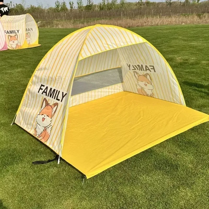 Convenient quick-open outdoor tent sunscreen windproof awning picnic camping folding tent with window floor nails thickened