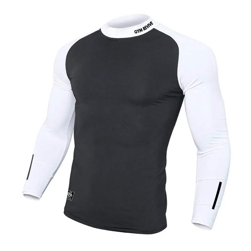 Mens Bodybuilding Quick Dry Casual Compression Long Sleeve T-Shirt Man Gym Fitness Clothing Sport Running Workout Tee Sweatshirt