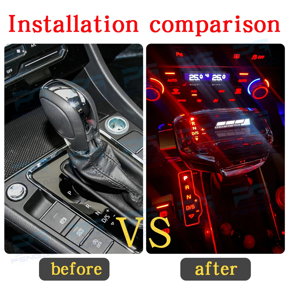 

For Volkswagen CC Magotan New Passat Golf Tiguan LED crystal gear shift knob handle gear lever car automatic modified electronic