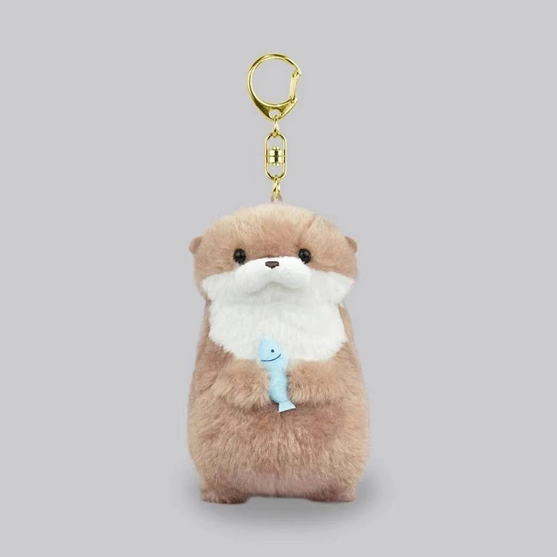 Fashion Otters Holding Fish Plush Keyrings Lovely Lightweight Hanging Pendant Props For School Bag Key Wallet Backpack Keychain