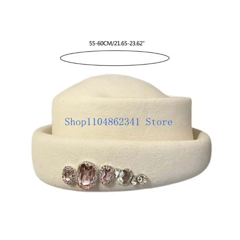 5asd Vintage-Zylinder aus Wollfilz für Damen und Mädchen, Malermütze, winddicht, Chauffeurmütze, Erwachsene, Beanie-Mütze für