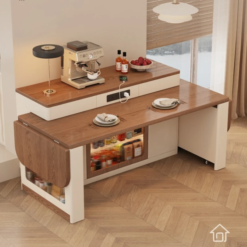 LMM small apartment detachable island dining table integrated retractable folding dining table and chairs
