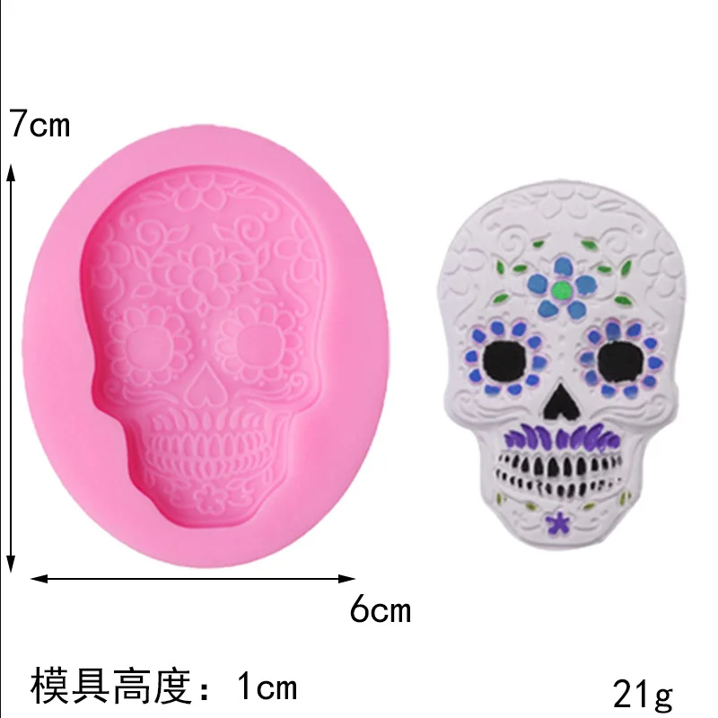Skull Christening Mould Halloween Fondant Cake decoration Silicone Molds Cupcake Baking Tools handmade soap mold