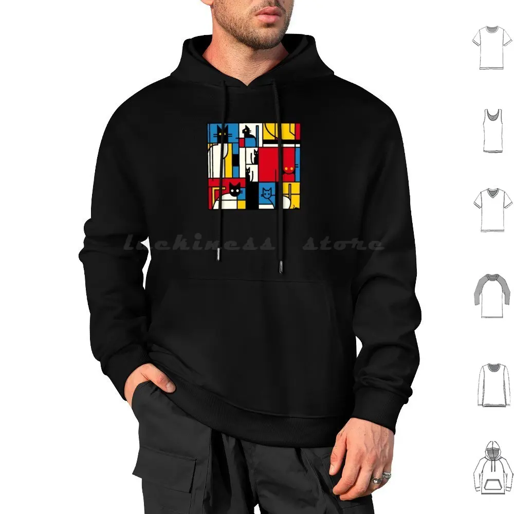 Los gatos Mondrian de Tobe Fonseca sudaderas con capucha de manga larga Mondrian Ppiet Mondrian gatos Mondrian gatos gatitos gato moderno