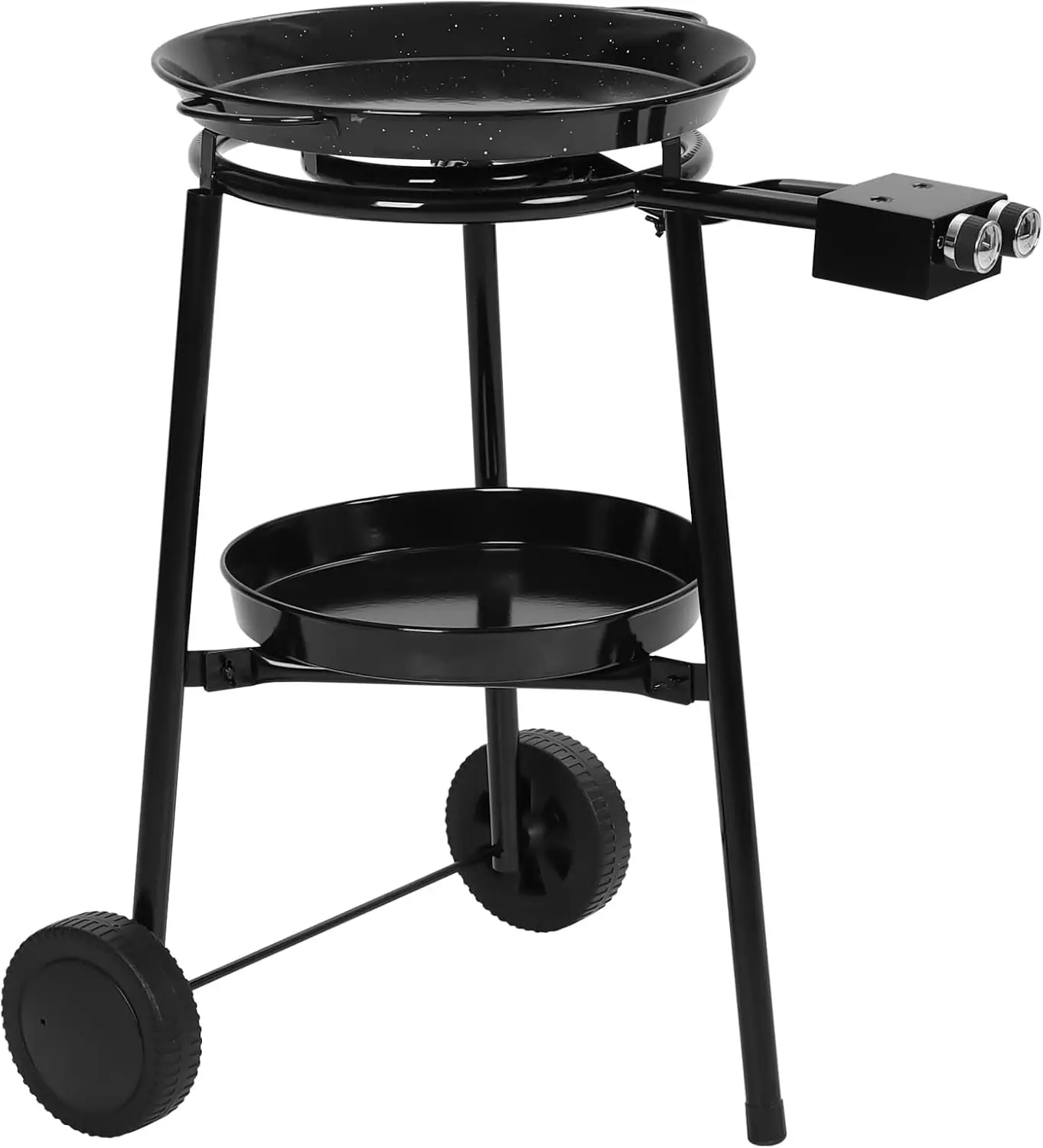 Paella Burner and Stand Set on Wheels, Complete Paella Kit for up to 14-16 Servings,Low-carbon Steel Camping Seafood Frying Oven