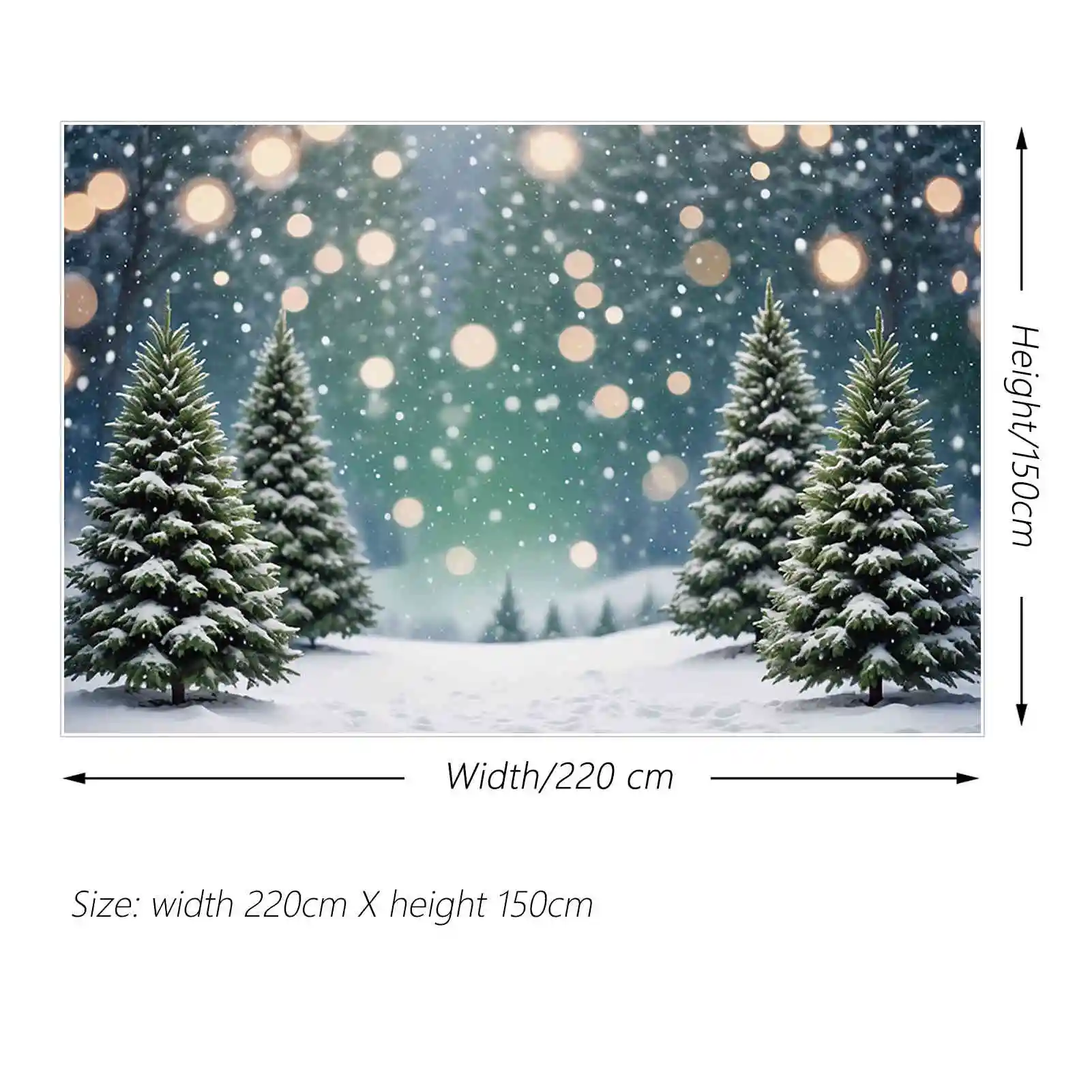 MOON.QG 2025 Christmas Pine Tree Backdrop Field Bokeh Outdoor Winter Snow Backgrounds Custom Party Decoration Photography Props