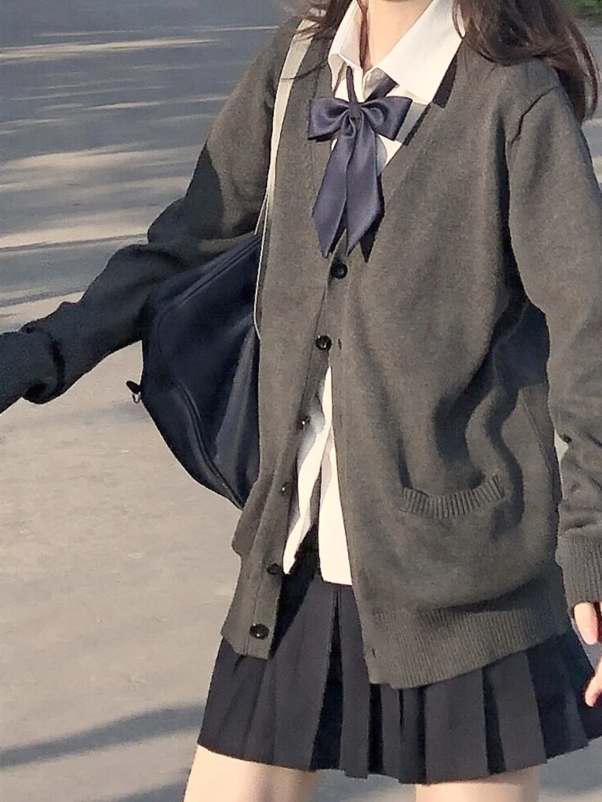 

Japanese Sle JK orm Skirt Set College Sle Pleated Skirt Autumn Winter Knitted Sweater Cardigan Outerwear Full Set