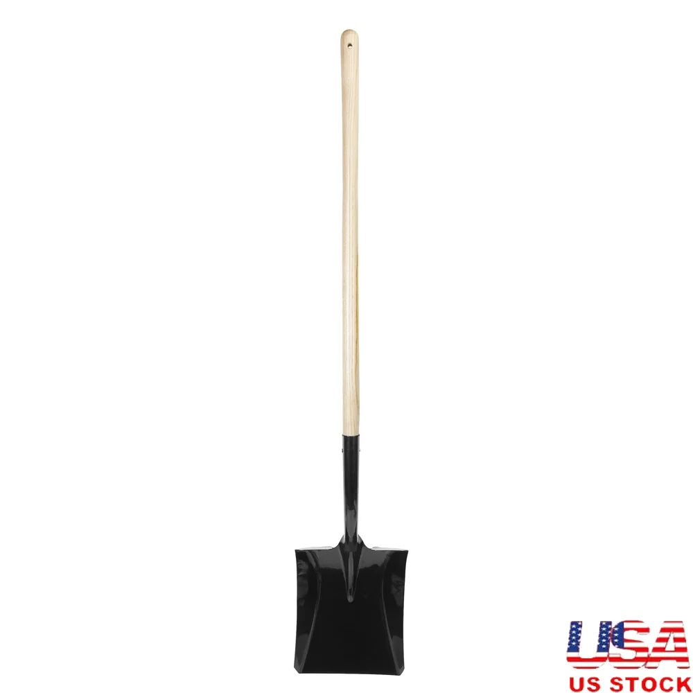 

Square Head Steel Shovel Durable Flat Blade Garden Tool Digging Scooping Transporting Soil Gravel Multi-Functional Landscaping