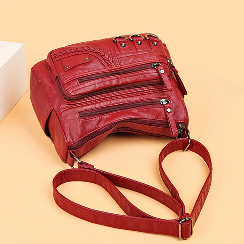 Vintage Pu Leder Luxus Geldbörsen und Handtaschen Hochwertige Damen Tasche Design Multi-Pocket Damen Umhängetaschen – Detail 12