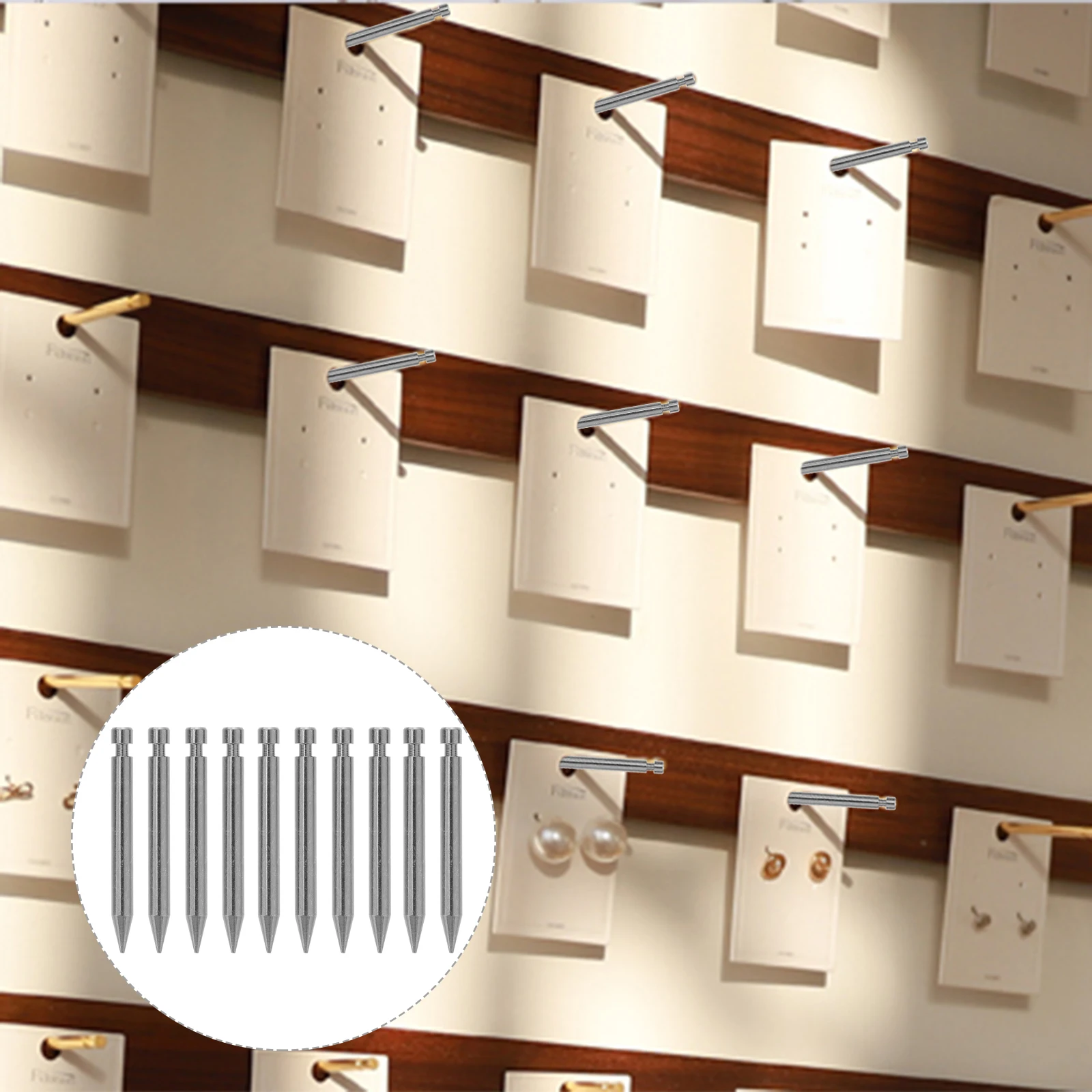 

10 Pcs Copper Nails Earring Display Stand Jewelry Rack Stick Wall Hanging Compact Easy Install Home Offices High Hardness