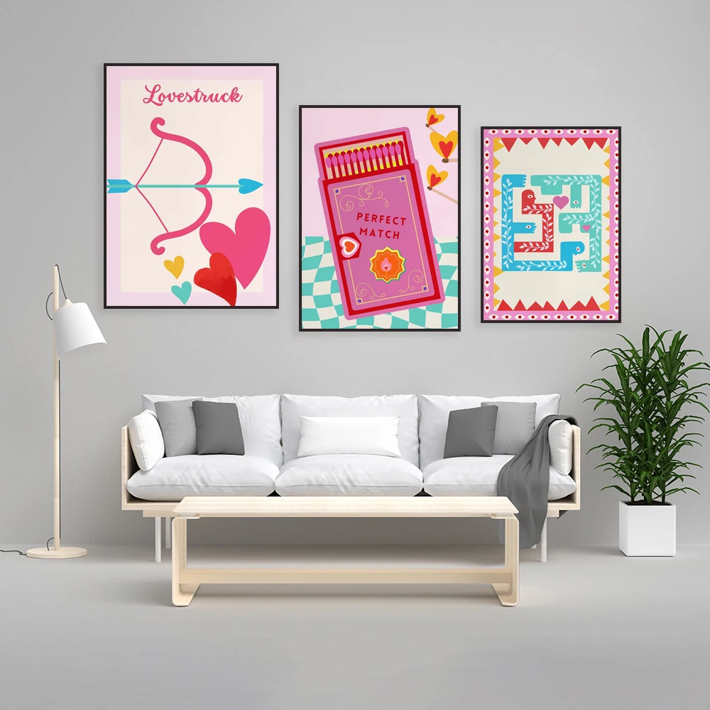 Love Connection Poster, Love Maze Poster, Valentine's Day Print, Fashion Print Wall Home Decor Poster Canvas Print