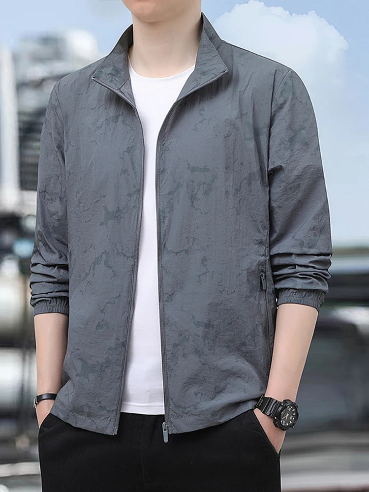 

Новая мужская спортивная легкая уличная одежда с защитой от солнца, с длинным рукавом, на молнии, в деловом стиле, из нейлонового волокна, 2025 год