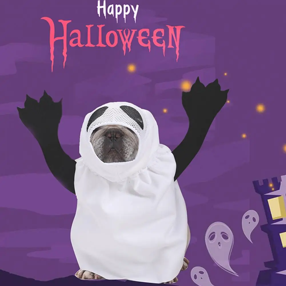 Halloween Dog Ghost Costume Tailored Pet Garments Pet Halloween Costumes Spooky Ghost Costume for Small Medium Dogs Cosplay