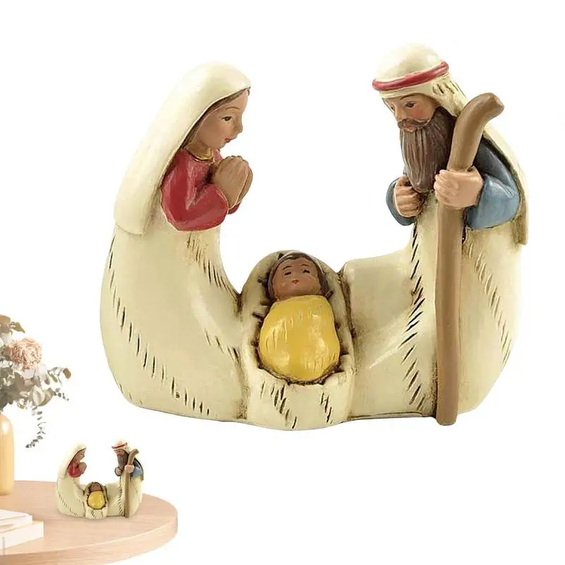 Krippe Statue Weihnachten Baby Jesus Krippe Figur Harz Handwerk Ornament religiöse Kirche katholisches Geschenk Weihnachts dekor