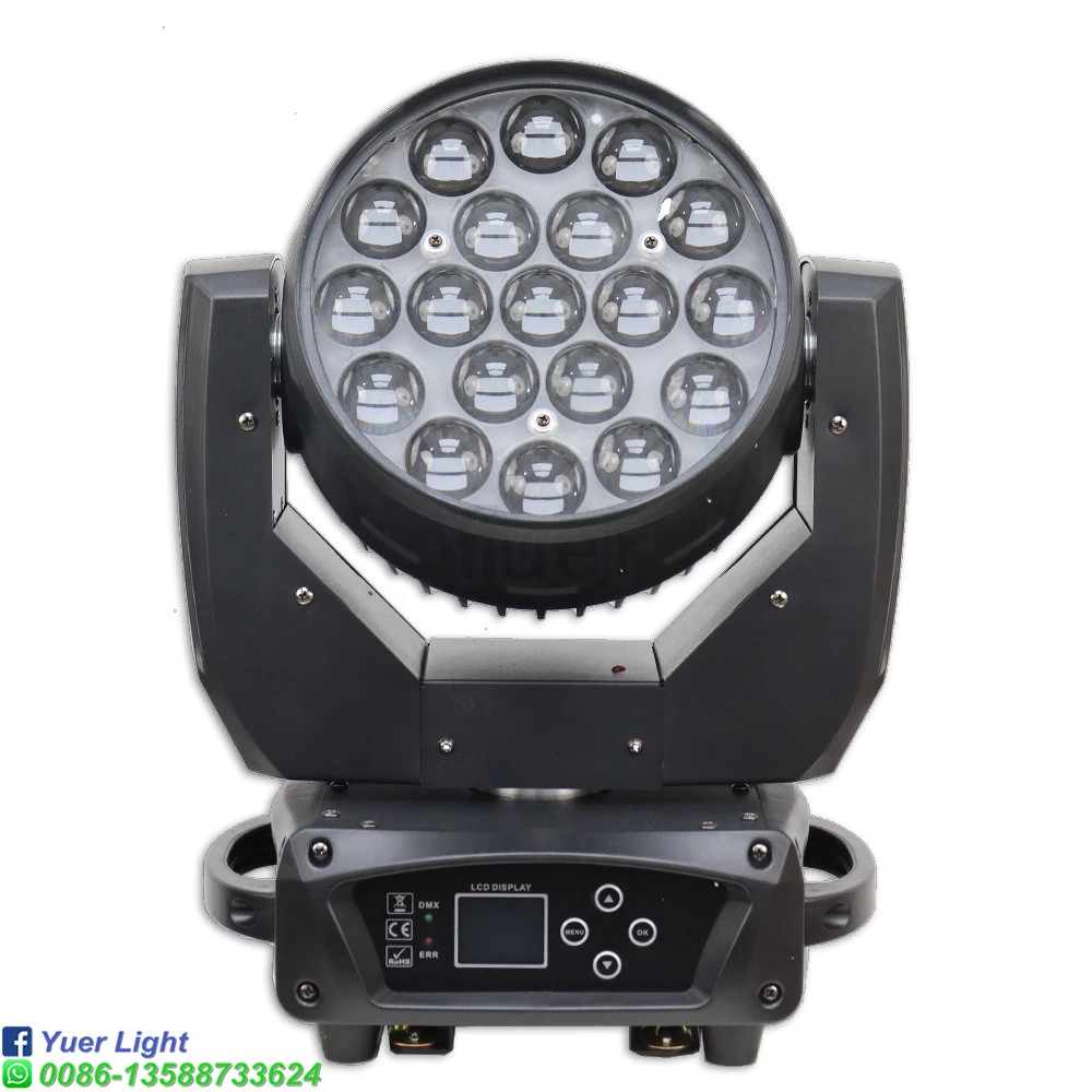 YUER LED 19x15W RGBW 4in1 Moving Head Zoom Circle Control Light For Disco Lights DJ Party Stage Lighting Commercial Light