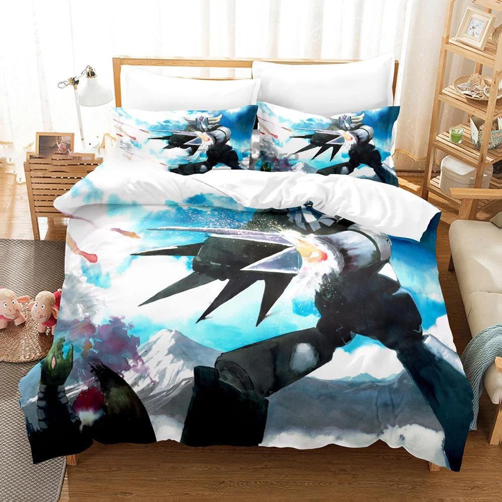 Cartoon Goldorak Grendizer UFO Robo Bedding Set Boys Girls Twin Queen Size Duvet Cover Pillowcase Bed Kids Adult