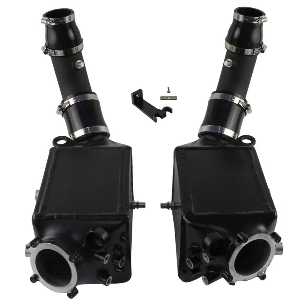 

Twin Charge Air Intercooler + Turbo Intake Charge Pipe Cooling Hose Kit For BMW M5 M6 F10 F12 F13 S63 13-18 Performance Black