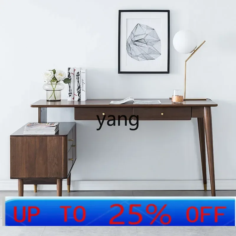 

LMM all solid wood desk walnut simple modern writing desk computer desk
