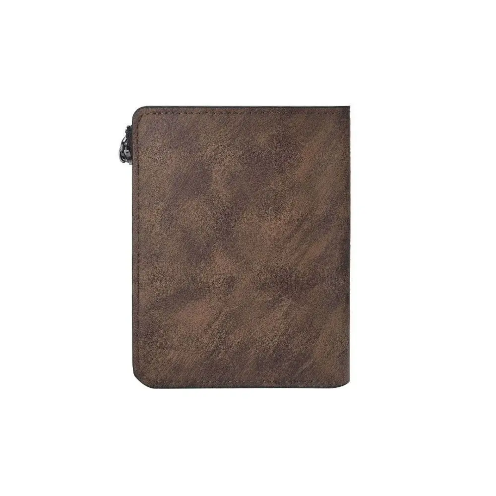 

Luxury Zipper Men's Wallet Buckle Solid Color Business Card Holder Short Multiple Card Slots Leather Coin Purse Daily