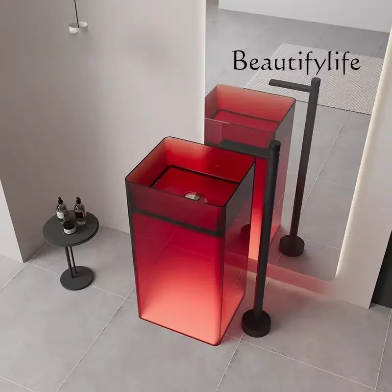 

XE Crystal Column Basin Thin Edge Floor-to-ceiling Bathroom Hand Washing Color Transparent Resin Art Basin