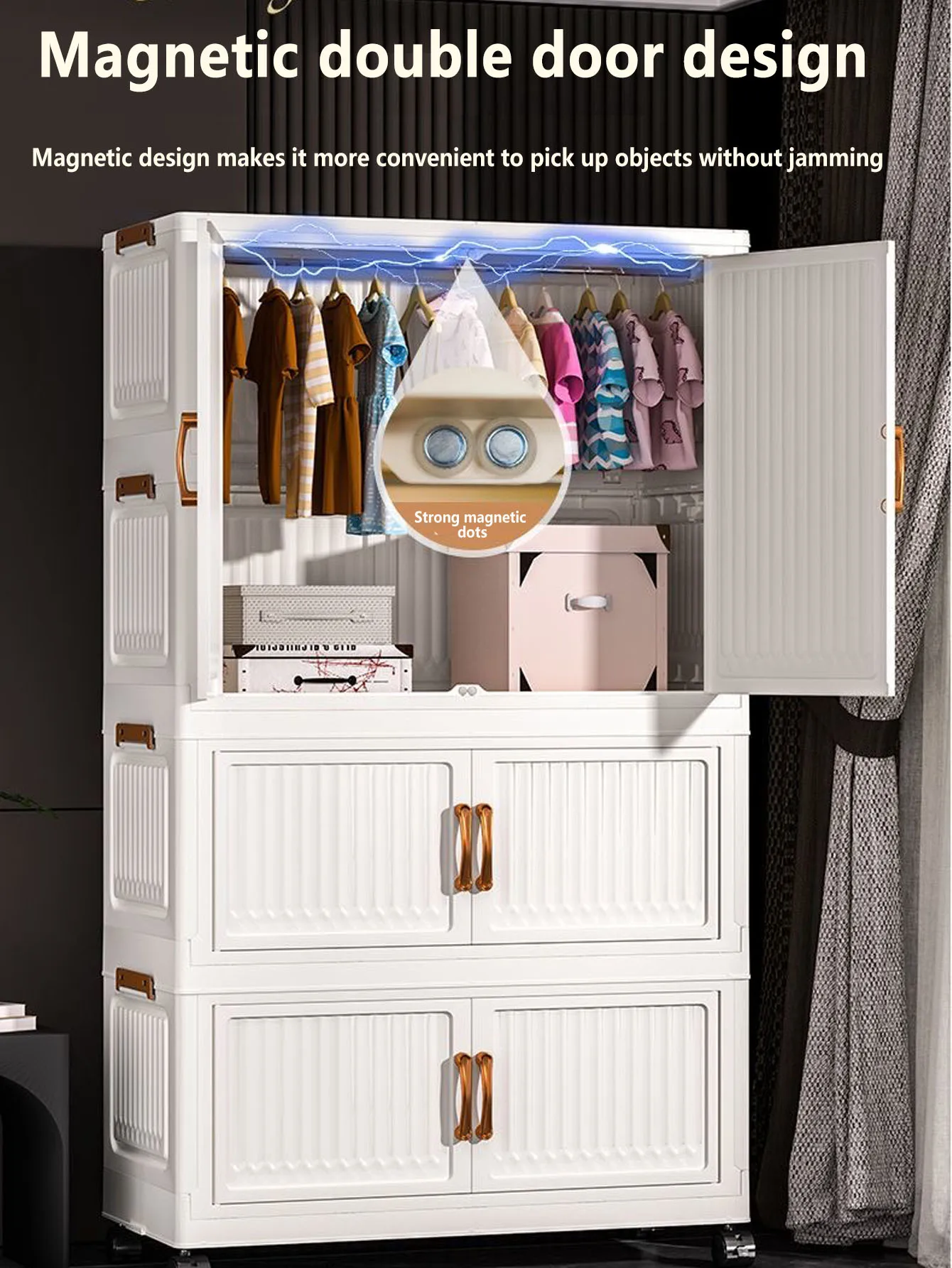Installation Free Baby Wardrobe Foldableing Storage Cabinet Multi Layer Children's Small Wardrobe Home Clothes Storage Box Stora