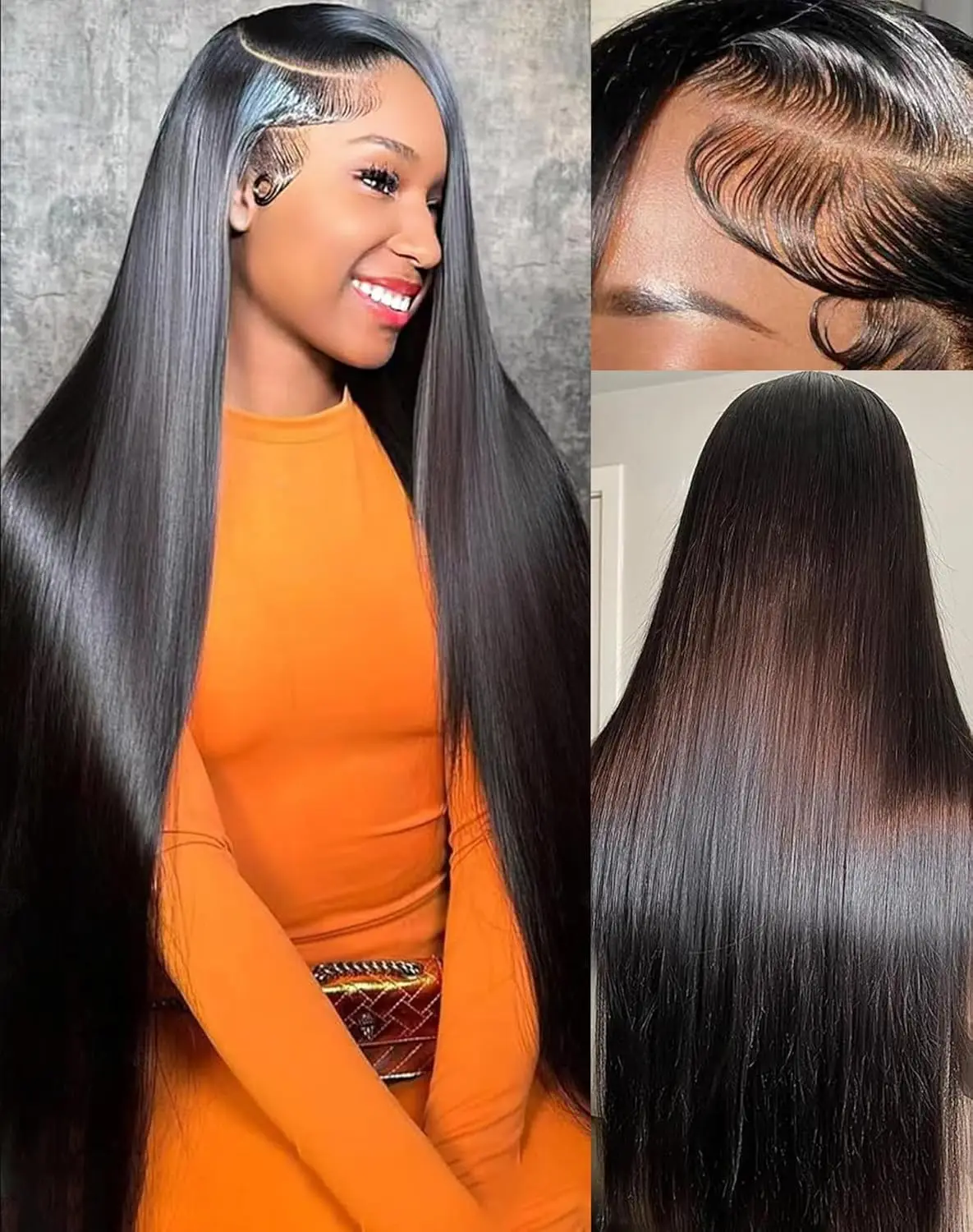 Bone Straight Hd Transparent 13x6 PrePlucked Lace Frontal Wig 30 40 46 Inch Hd Lace Front Human Hair Wigs 200 Density 100% Real Hair For Black Women