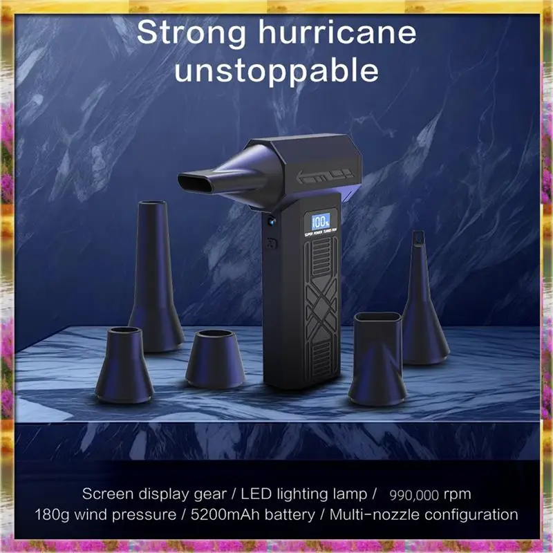 ABSU P80 Turbo Fan 120000RPM Electric Air Duster Portable Cleaning Blower Tool Charging 4 Gears Speed Adjustment