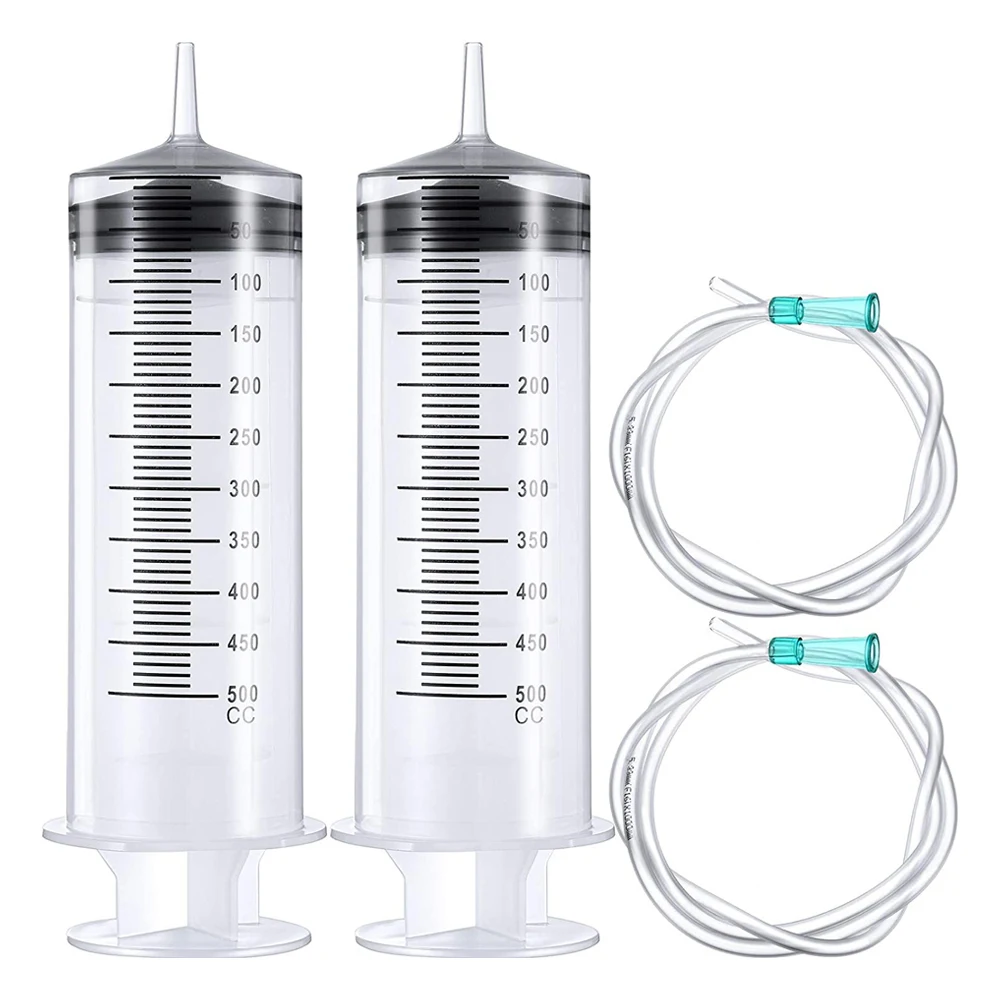 300/500ml Large Capacity Syringes with 1m Hose Pet Feeding Measuring Pump Hydroponics Nutrient Big Syringe Reusable Seringa