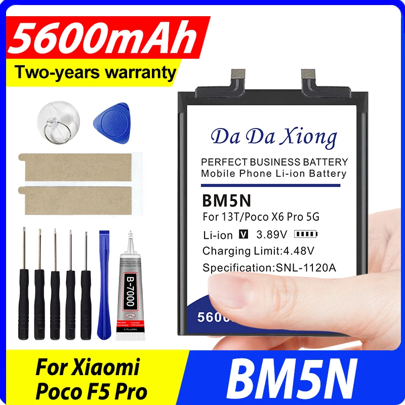 2026 Years New Replacement 5600mAh Battery BM5N For Xiaomi POCO F5 Pro Phone Battery + Tools